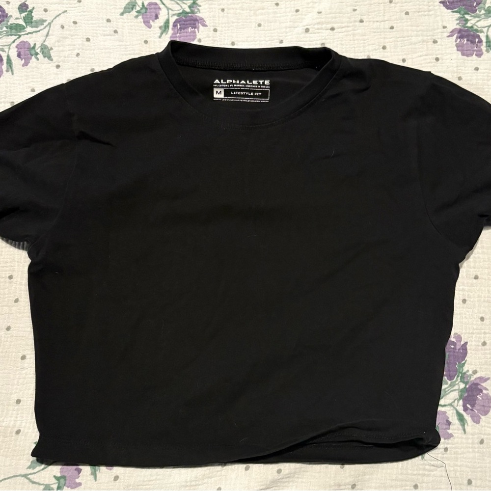 Alphalete Black Fitted Crop T-Shirt Short Sleeve